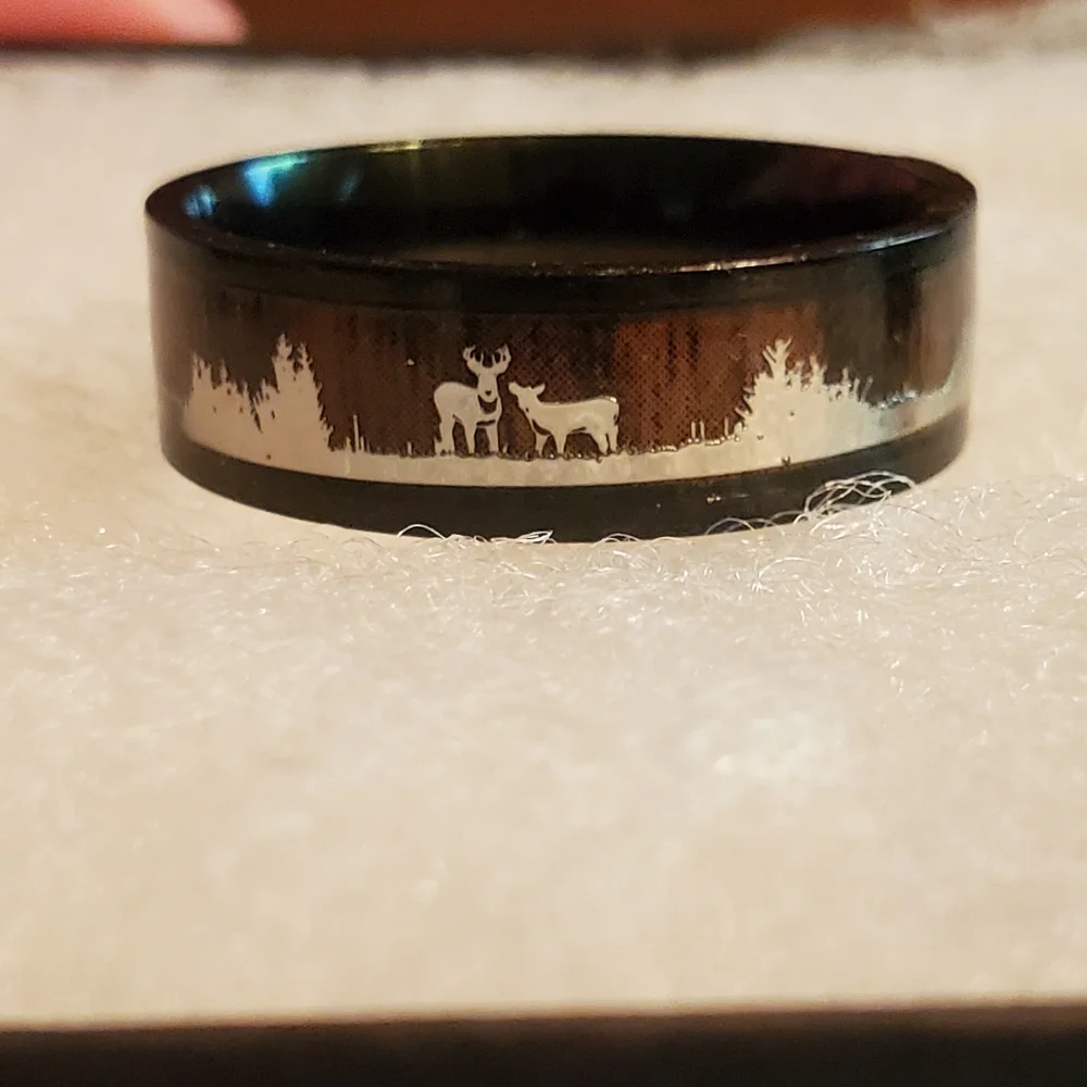 Rustic Acrylic Brown w/ Silver Deer Ring